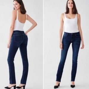 DL1961 WOMENS SMART DENIM COCO CURVY STRAIGHT BLUE JEANS SIZE 28 DARK WASH